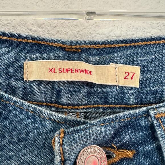 Levi's XL Superwide Women's Jeans Size 27 Medium Wash Tie Belt Mid Rise Baggy - Picture 6 of 10